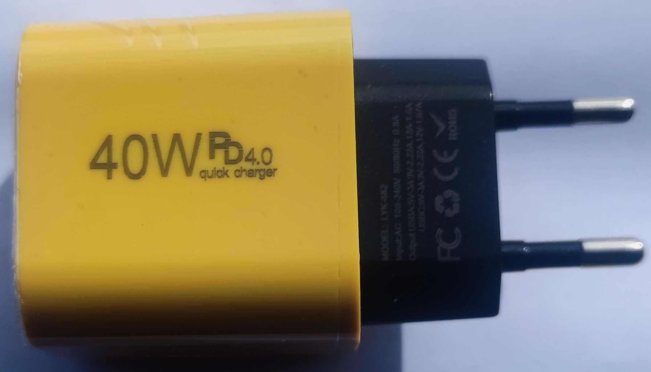 Carregador Rápido / Fast Charge 40W - USB / USB-C - Artigo NOVO