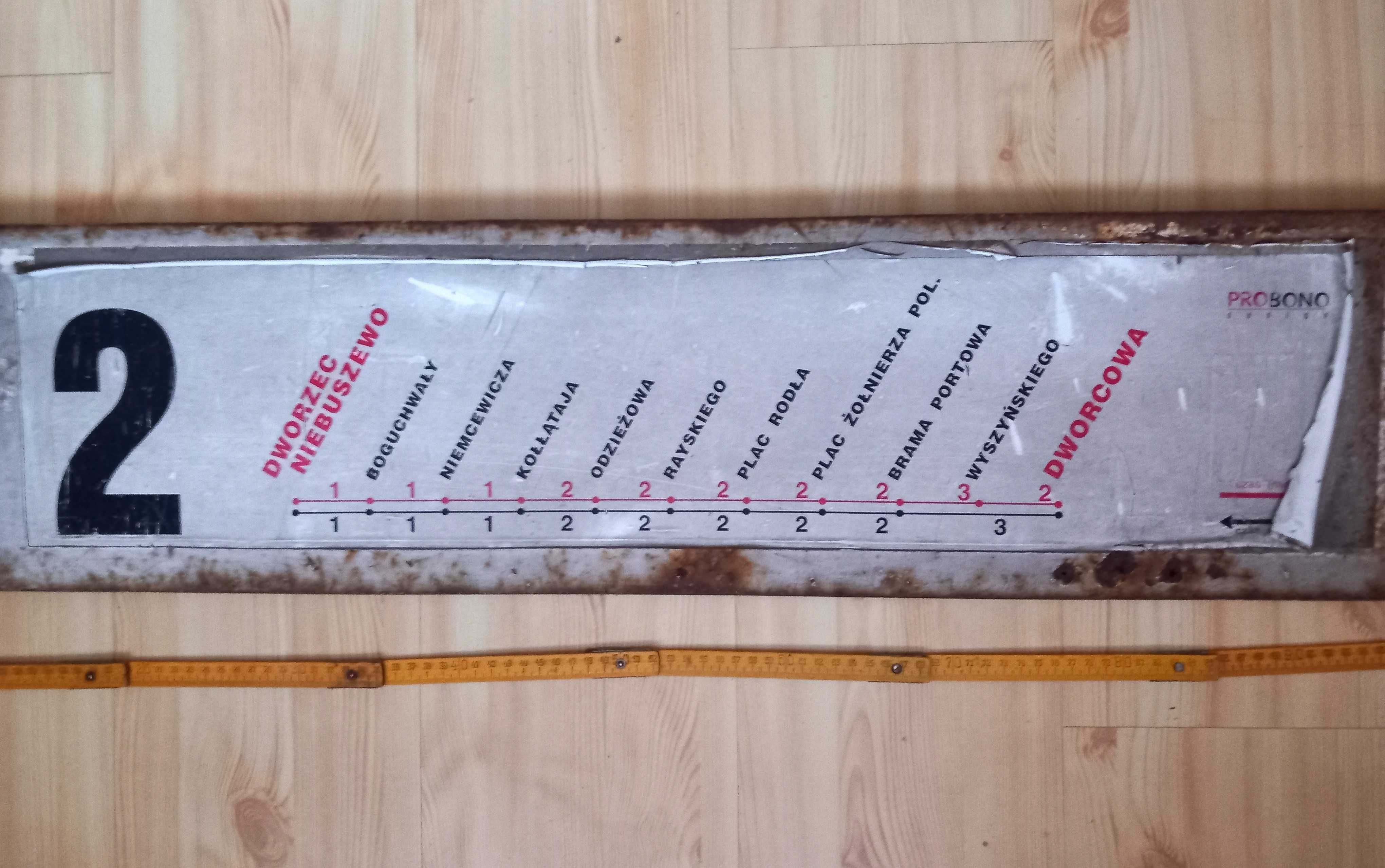 Tablica tramwajowa 2-stronna oryginał Tramwaje Szczecin Niebuszewo PRL