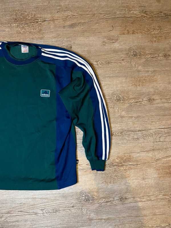 Ciemnozielona granatowa Bluza Adidas Retro Vintage Y2K M 3 Stripes