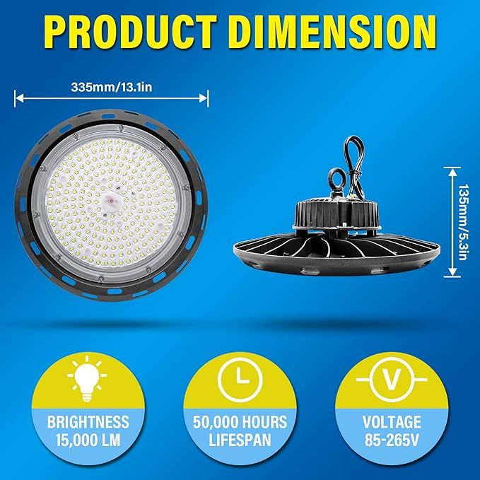 RIGIDON 2x150W LED High Bay UFO, 15000lm, 6000K IP65 Duże przestrzenie