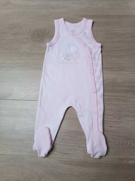 Śpioch pajac bawełna zatrzaski różowy królik 'Chicco' 62