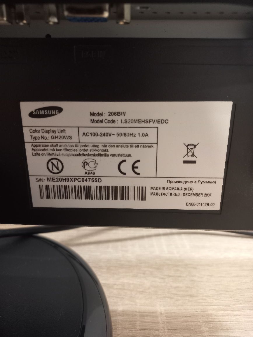 Monitor Samsung SyncMaster 206 BW