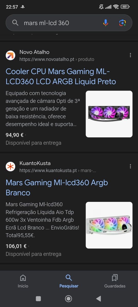 Mars Gaming Ml-lcd360  PRETO Refrigeração Líquida Rgb