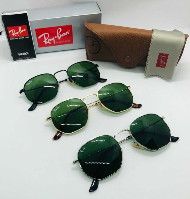 Солнцезащитные очки Ray Ban Hexagonal 3548N Green 54мм стекло (mix)