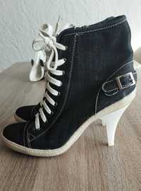 Buty botki jeansowe damskie na szpilce r.37