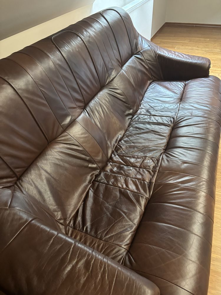 Zestaw mebli skórzanych: sofa 3 os.+ 2 fotele+ława