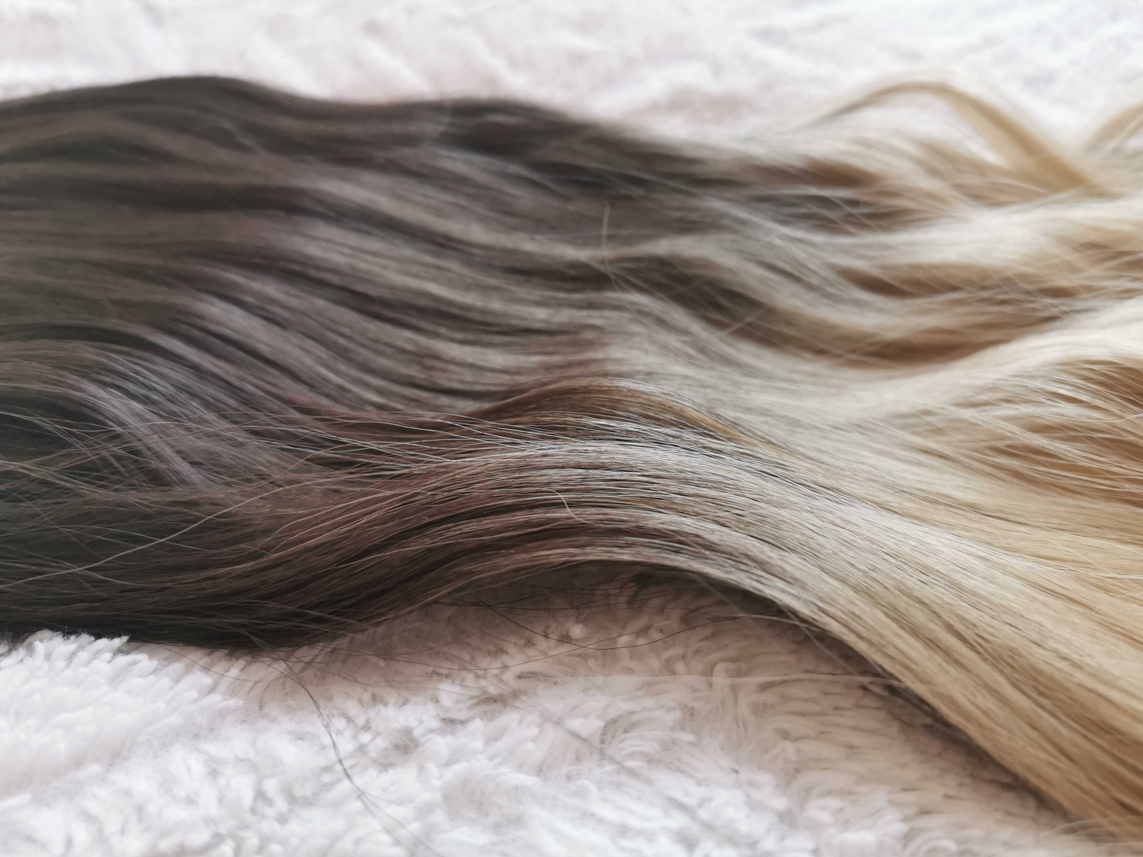 Doczepiane włosy clip in 65 cm ombre brąz blond