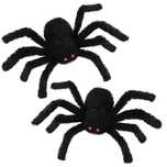 FEPITO 2 duże pająki Halloween 30 cm czarne czerwone oczy dekoracja i