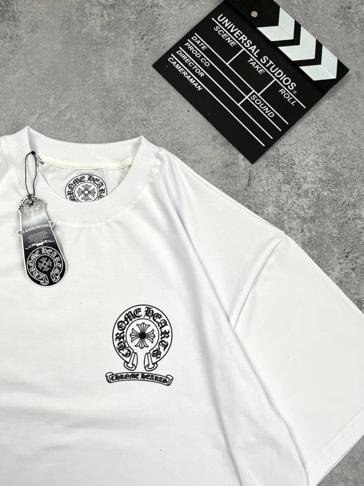 Футболка Chrome Hearts белая оверсайз с бирками