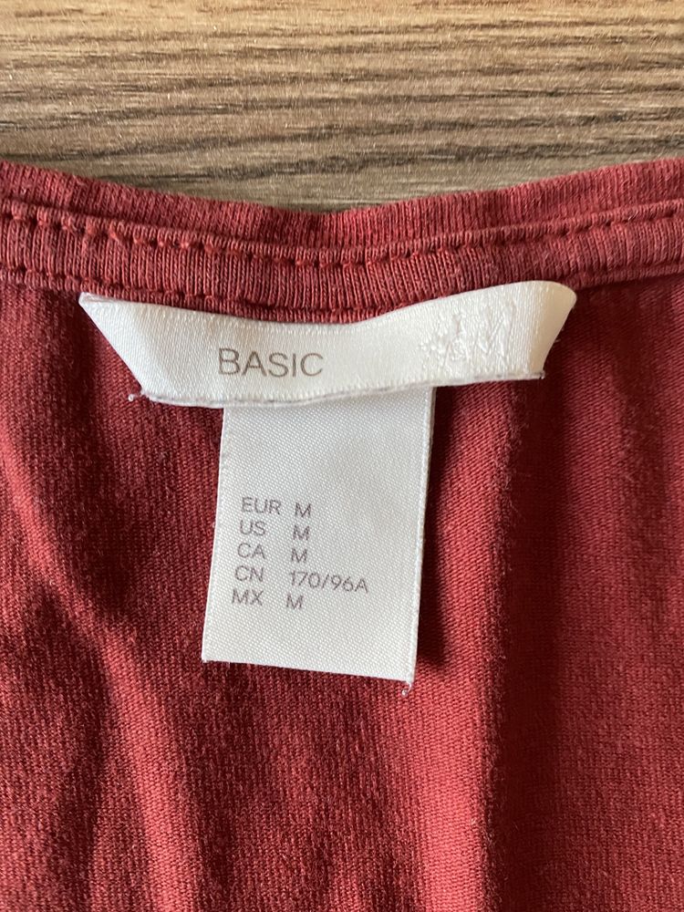 Czerwony podkoszulek basics, H&M, M