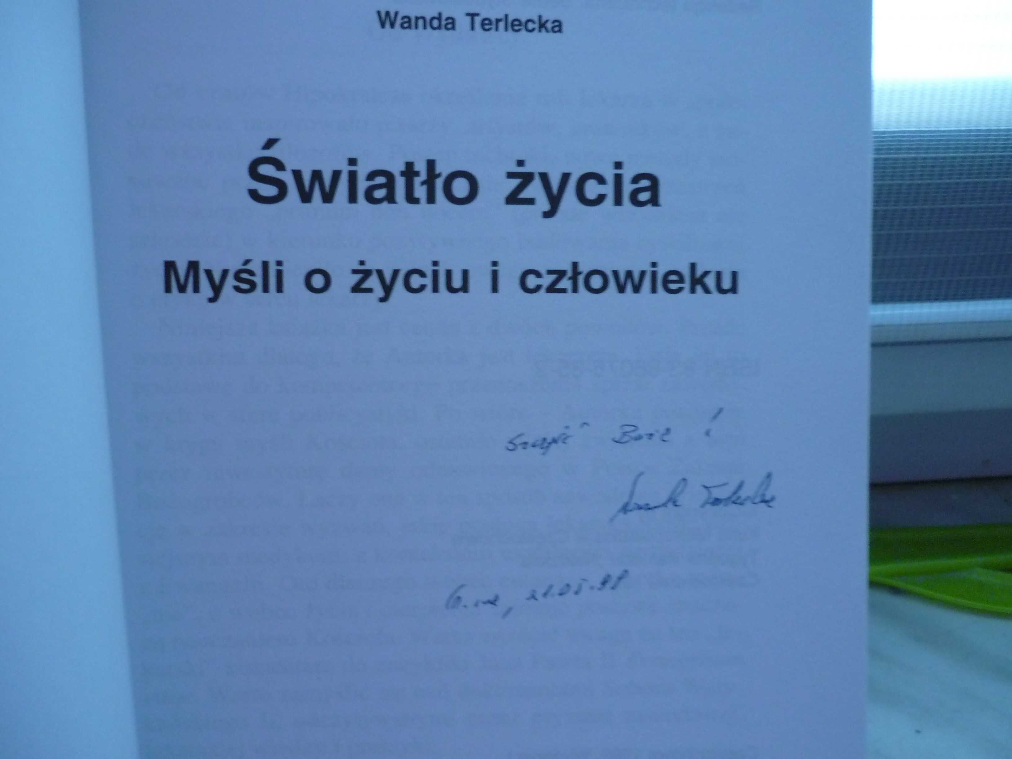 Światło życia , Wanda Terlecka , autograf Autorki.