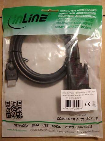 InLine 17664E Kabel HDMI/DVI HDMI 19-pin - DVI-D 18 + 1 pin 1.5m Nowy
