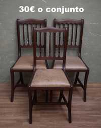 Conjunto 3 cadeiras vintage antiguidade