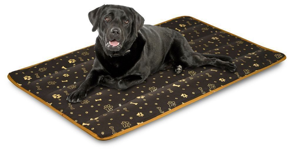 Legowisko dla psa mata 100x70 cm wodoodporne kości złote
