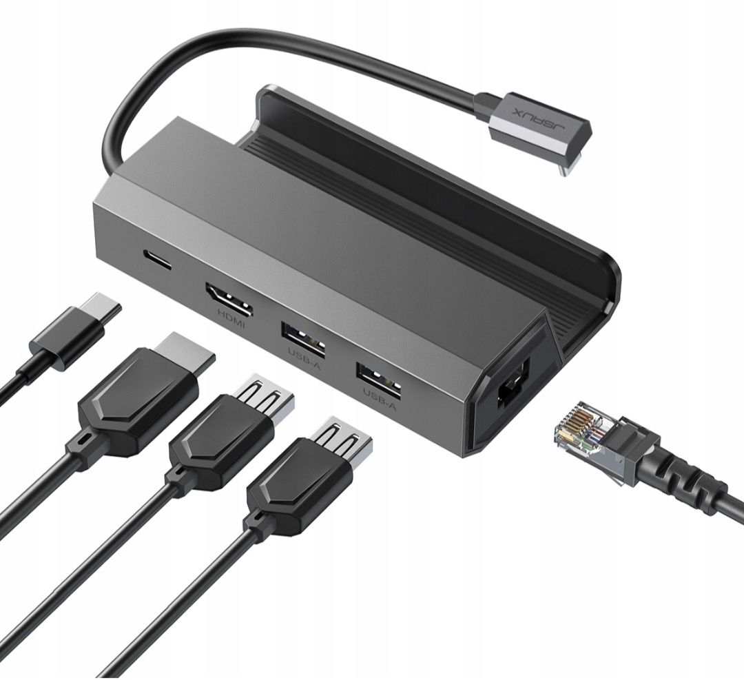 Adapter HUB USB-C Jsaux HDMI 4K 100W PD USB 3.1 100MBPS do Steam Deck