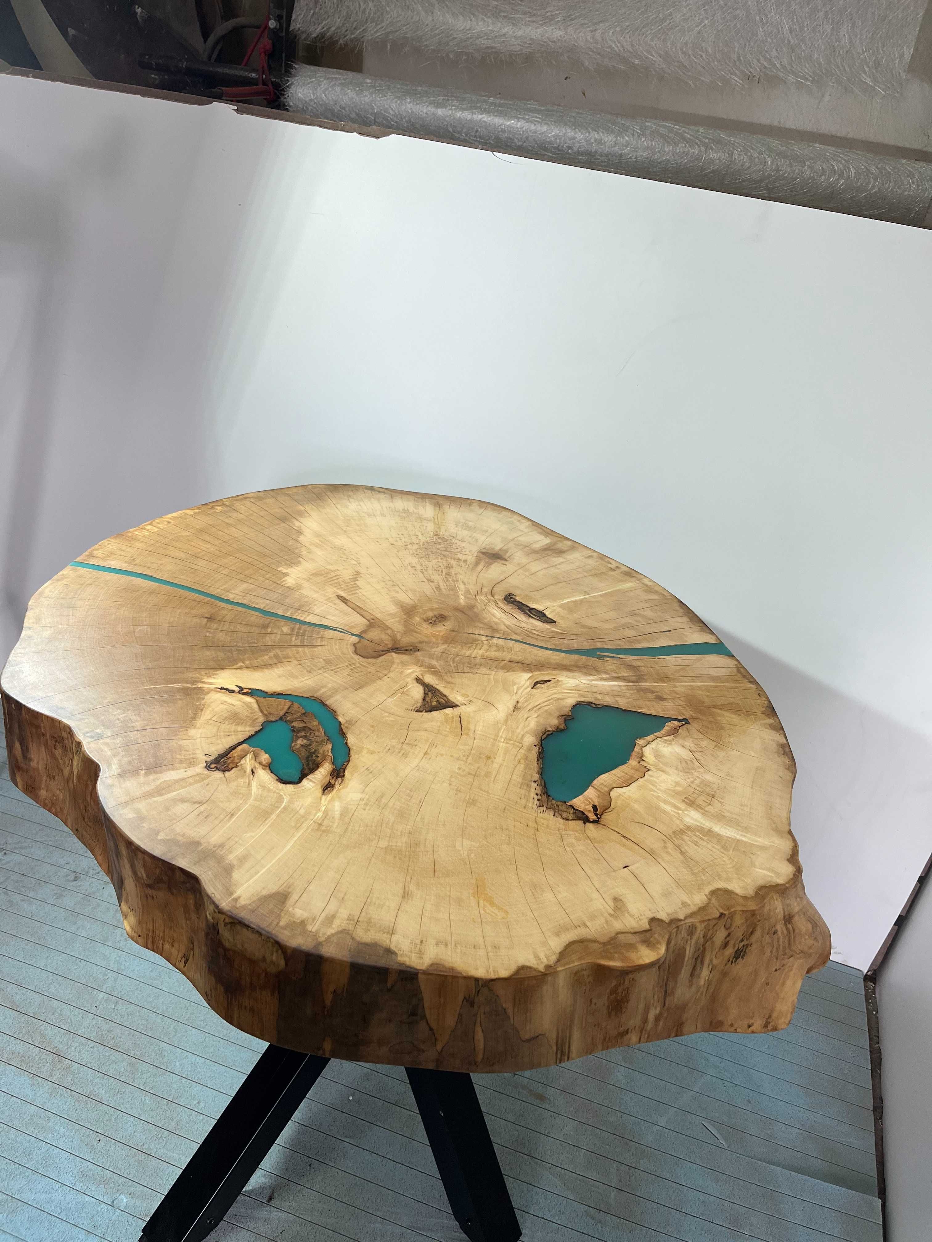 Stół drewniany klonowy z żywicą epoksydową + stelaż