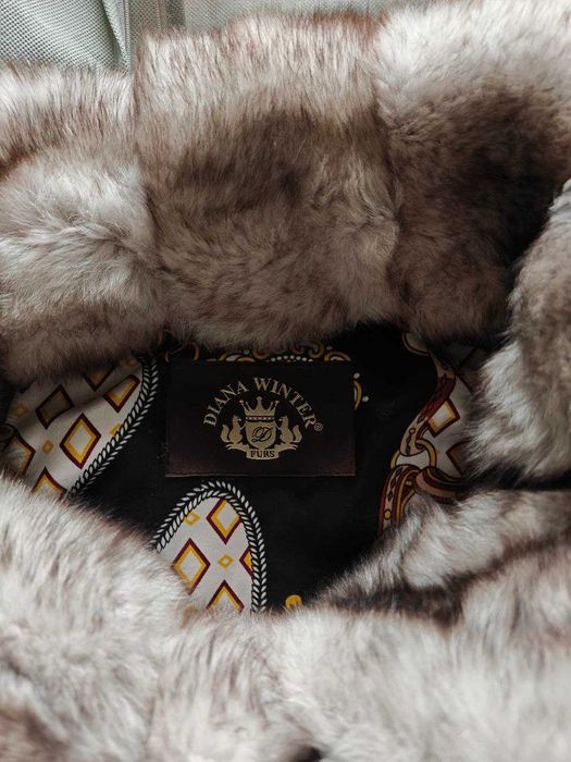 Джинсовая парка демисезонная с отделкой из меха песца