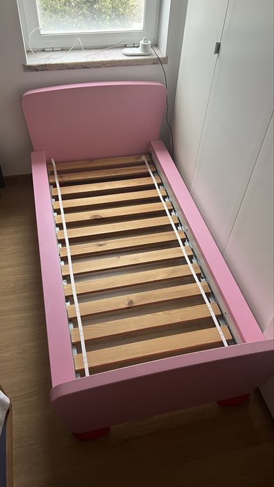 Cama de criança + Colchão + Dossel Rosa - IKEA MAMMUT
