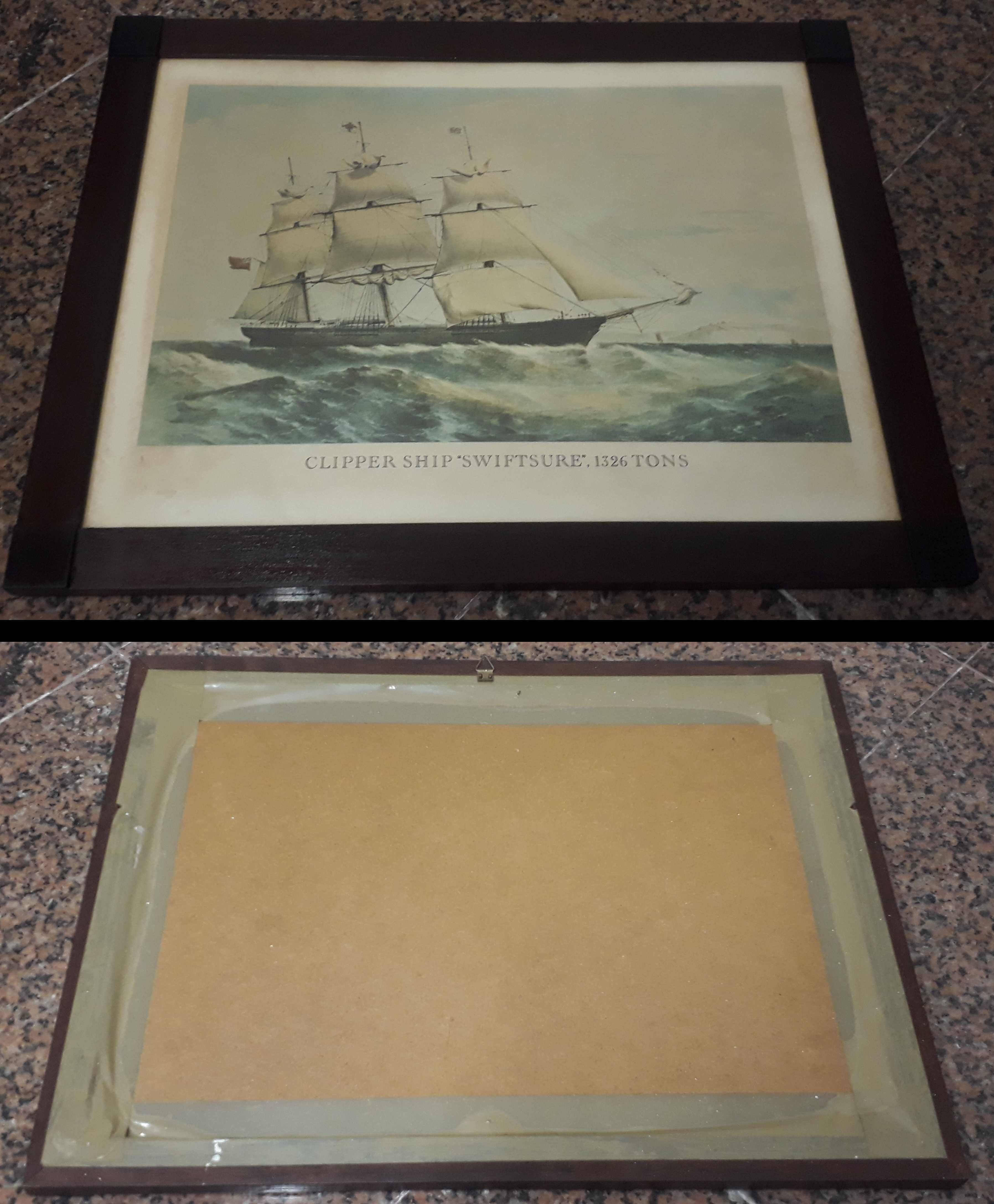 Conjunto de 3 gravuras — reproduções do Museu de Marinha — emolduradas