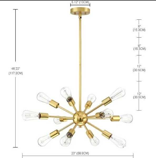 Люстра Sputnik Chandelier 12 Lights, античне золото