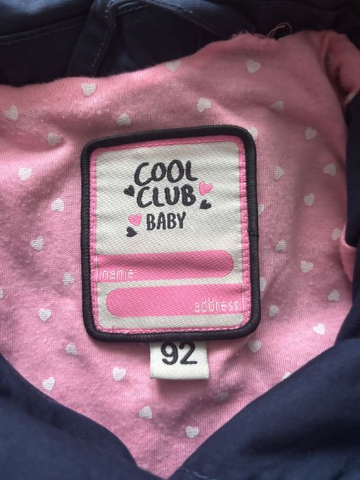 Granatowy, jesienny płaszczyk z kapturem, 93, cool club