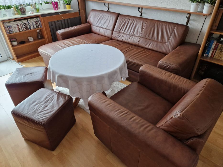 Komplet wypoczynkowy skórzany