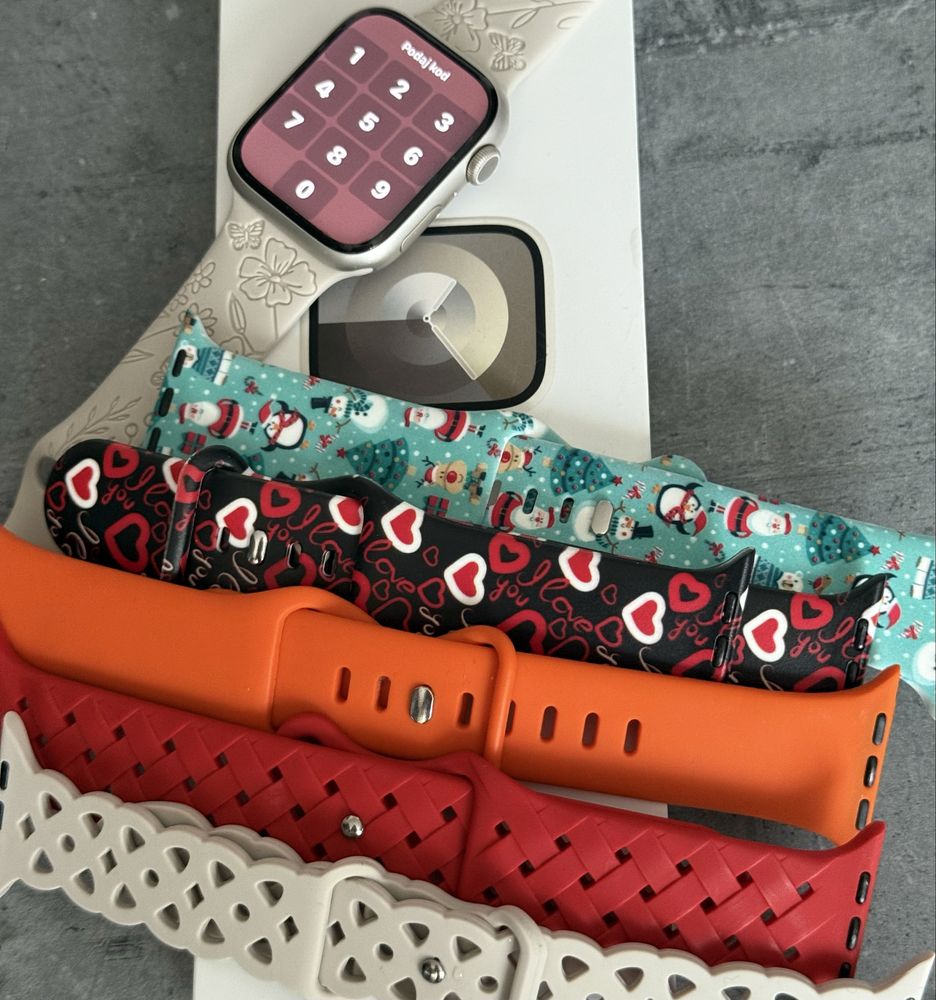 Apple watch S 9 ,koperta aluminowa kolor Ksieżycowa poświata  45 mm