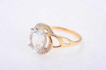 Złoty Pierścionek Topaz i Brylanty S35243