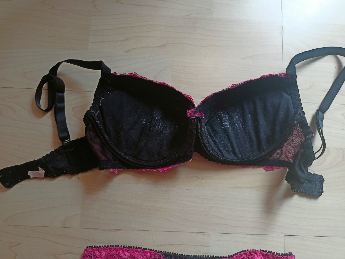 Komplet bielizny Elmar czarny + fuksja, rozmiar S
