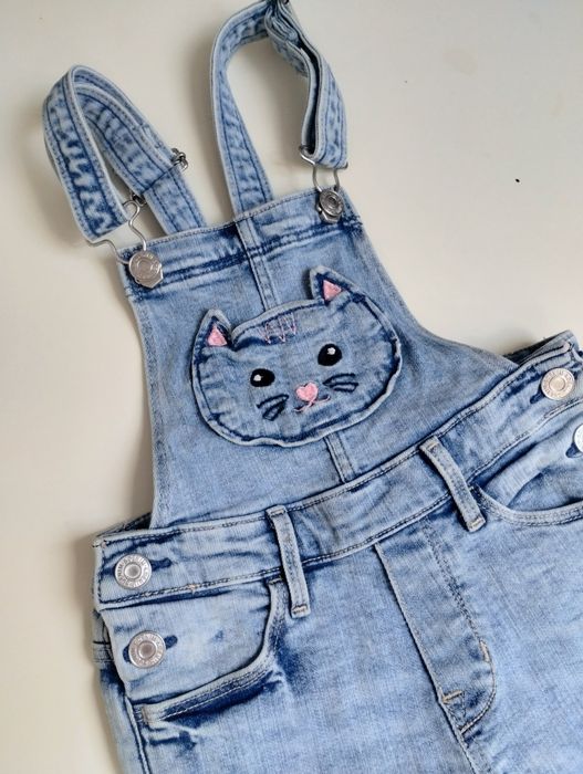 Dżinsowe ogrodniczki, krótkie spodenki, szorty 116 h&m