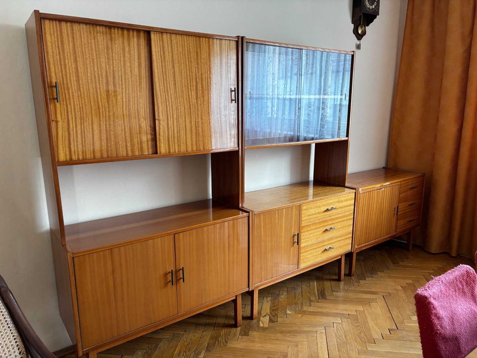 Komoda PRL Odra drewniana na wysoki połysk
