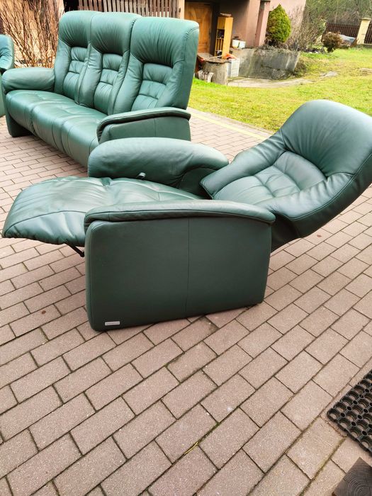 komplet wypoczynkowy funkcja relaksu 100 % skóra