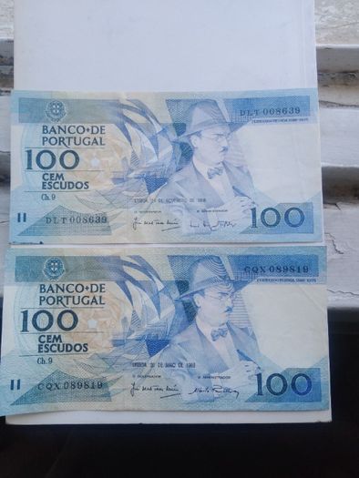 2 notas 100 esc "Fernando Pessoa" Maio e Nov 1988 BELAS