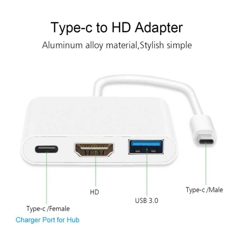 Hub Хаб 3в1 для Macbook Ноутбук HDMI USB 3.0 TypeC USB HUB Хаб