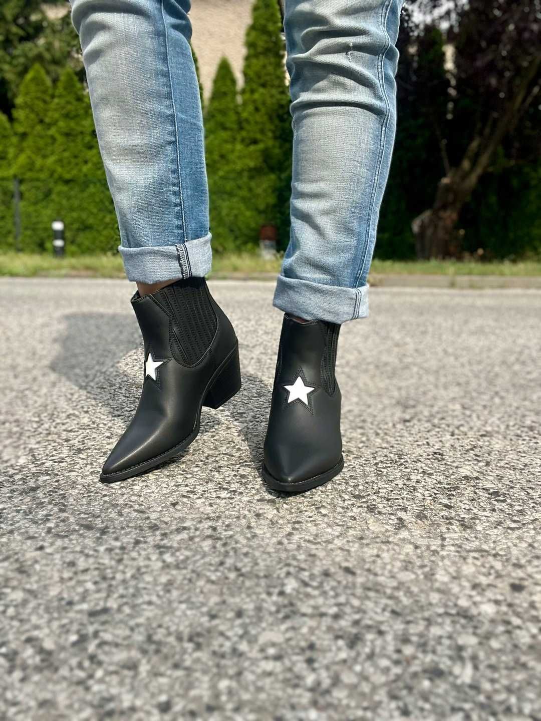 39 Sklep NOWE botki damskie wsuwane kowbojki model 1539