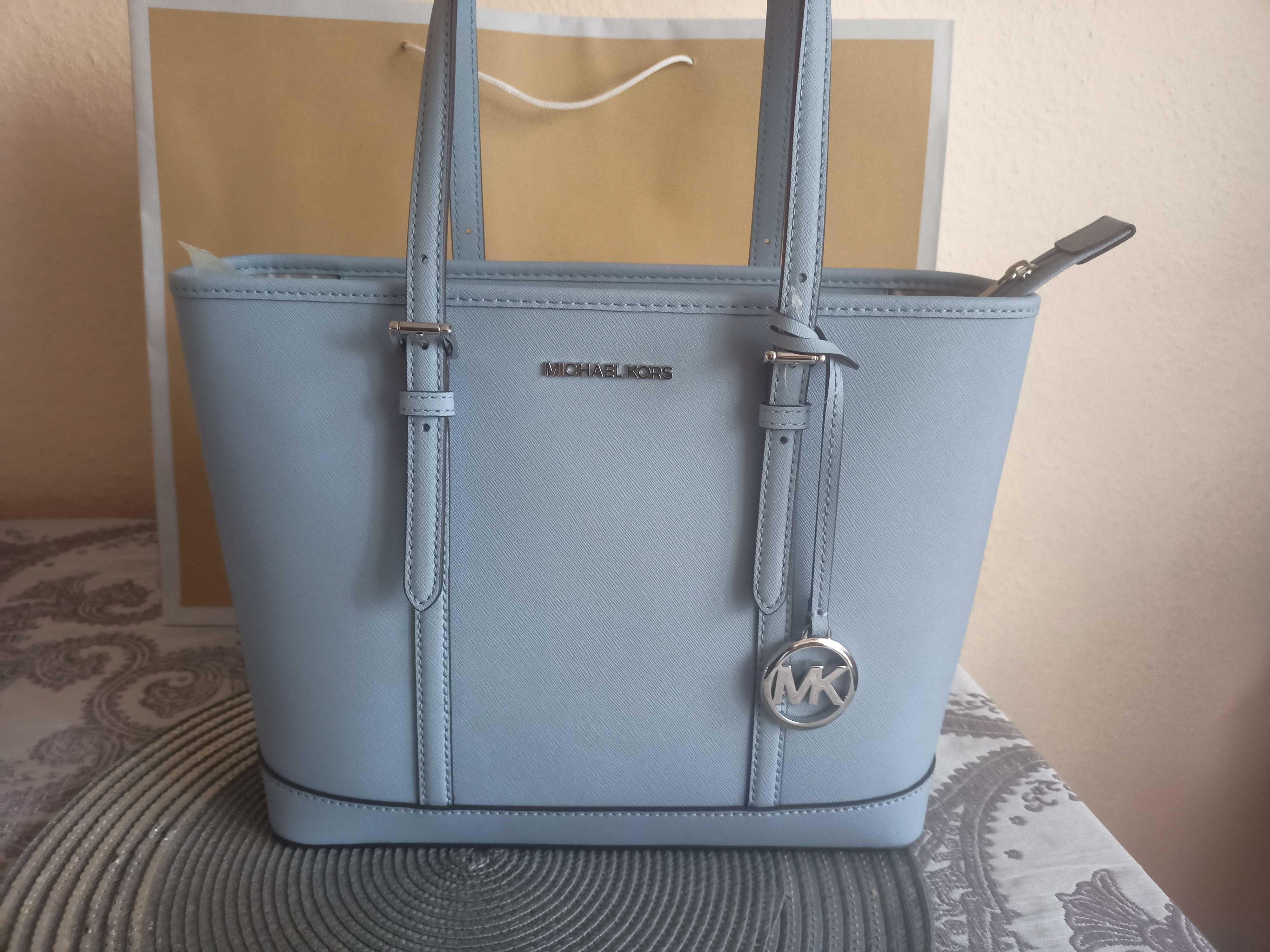 Nowa Oryginalna torebka Michael Kors Jet Set Travel Pale Blue Błękitna