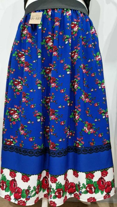 Spódnica ludowa szafirowa z ozdobnym dołem 3XL(46)