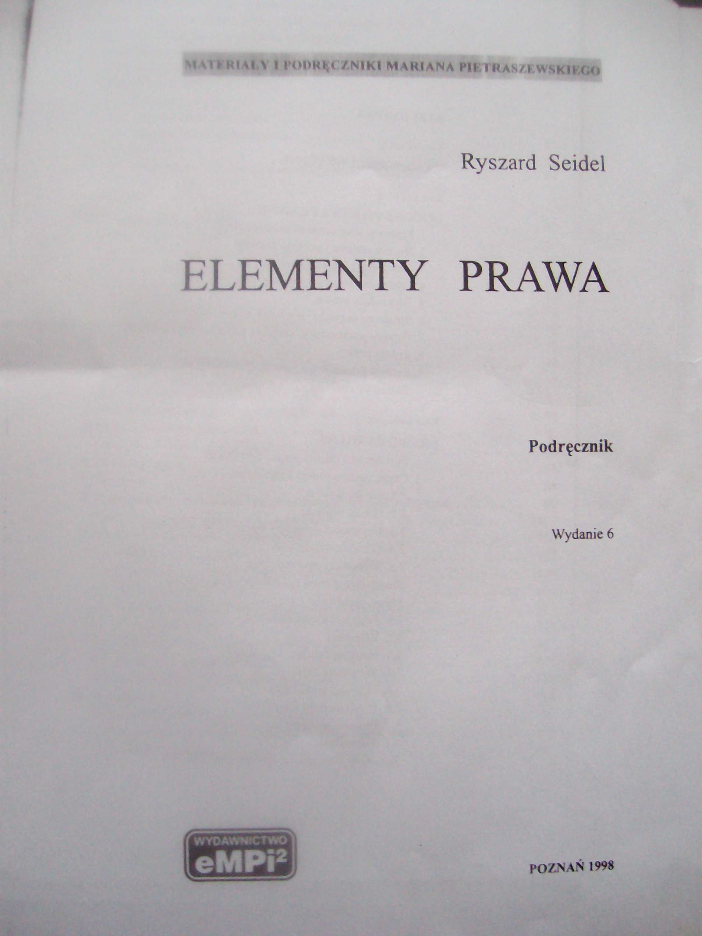 PRAWO Elementy prawa podręcznik Ryszard Seidel - z 24 na 6,90zł!