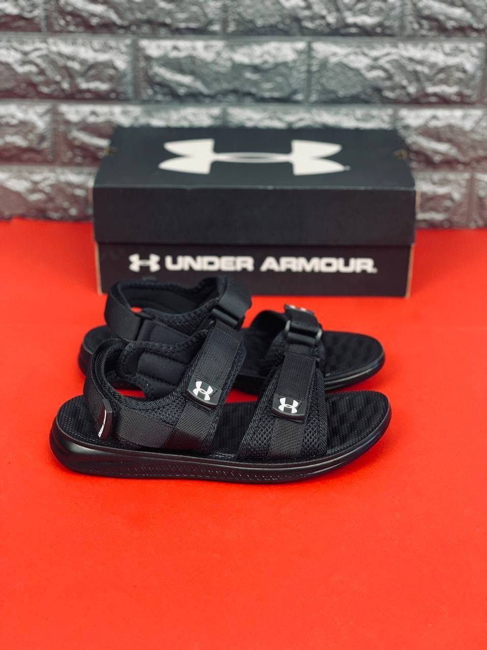 Мужские сандалии чёрного цвета Under Armour подростковые 36-45