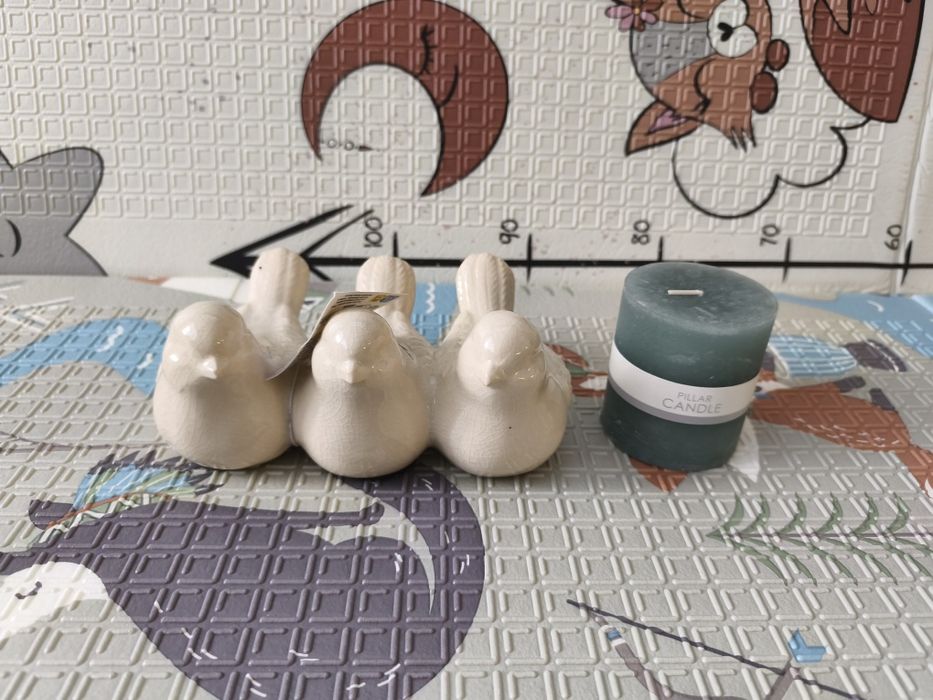 figurka ceramiczna ptaki +świeca