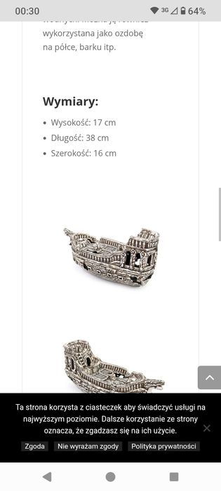 Statek do akwarium Czarna perła