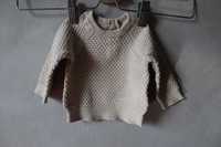 Sweterek 56 HM beżowy organic wyprawka wcześniak BOHO noworodek