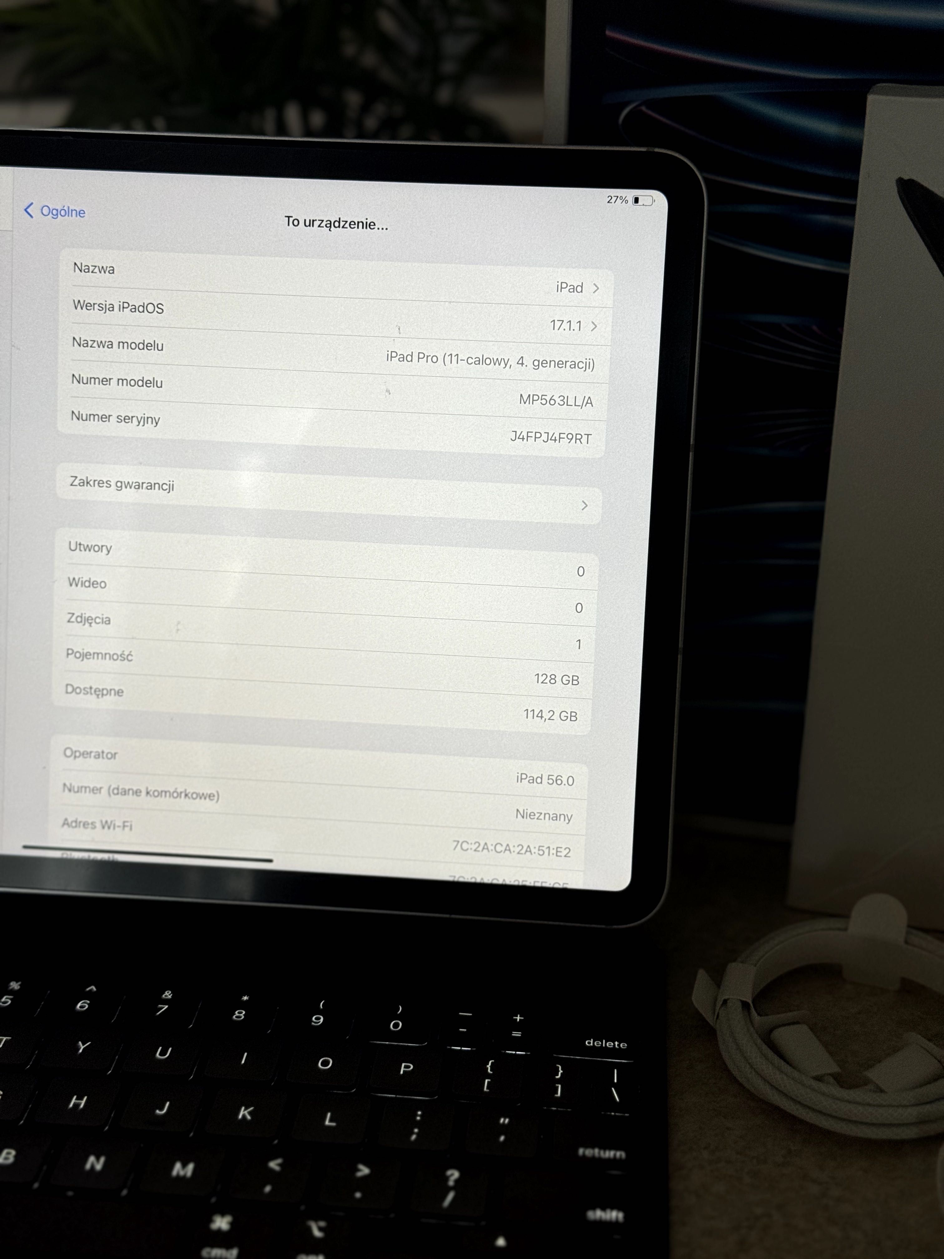 Apple iPad Pro 11 M2 4 gen WIFI+LTE 128GB Gwar + Apple Magic Keyboard