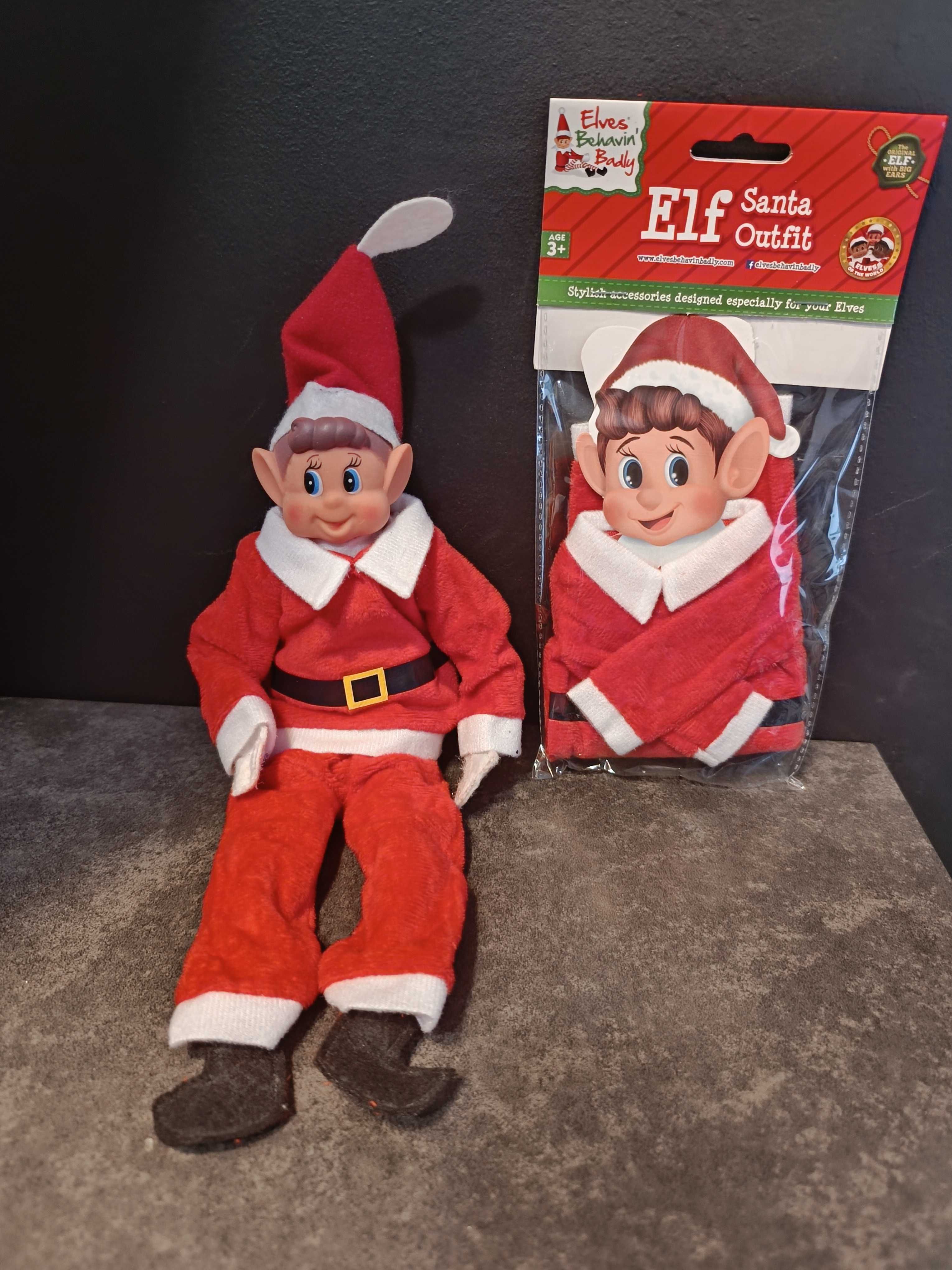 Psotny elf on the shelf naughtly badly behaving elf ubranko mikołaj