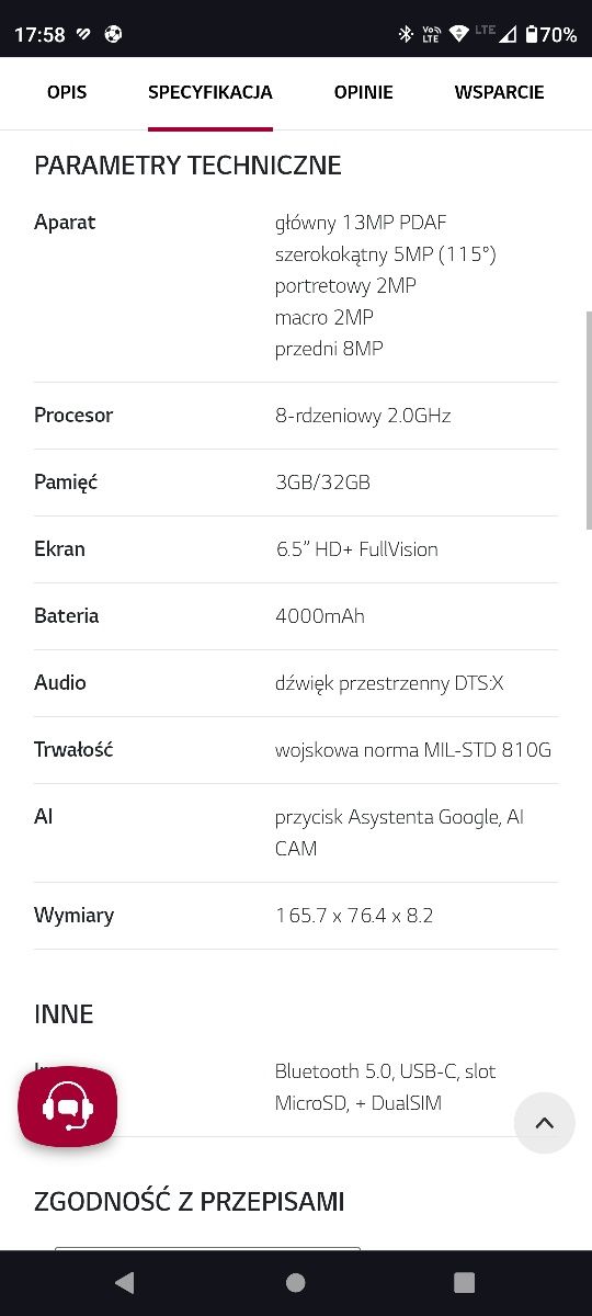 Smartfon LG K41s Black Android dual SIM