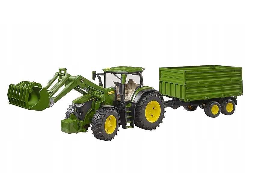 Zabawka z Brudera John Deere 7R 350 z ładowaczem czołowym i przyczepą