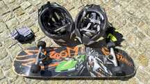 Skate Hot Wheels + 2 capacetes ajustáveis + 2 pares de luvas