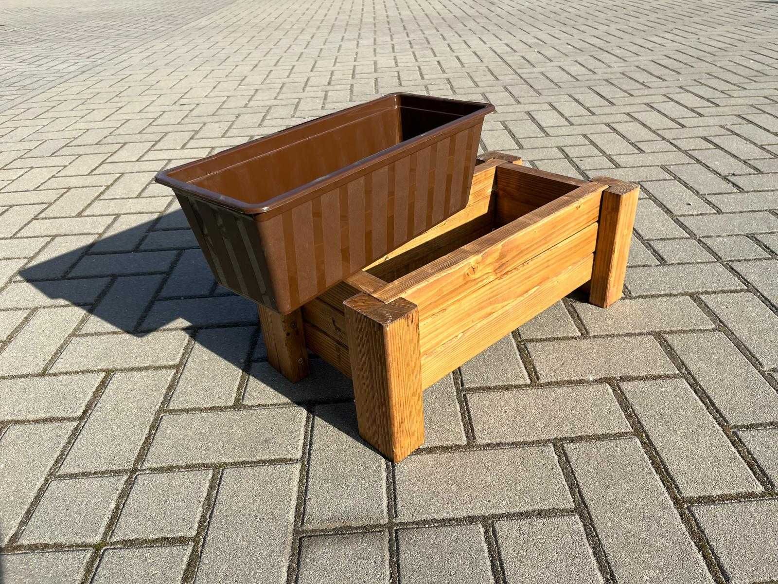 Doniczka drewniana ogrodowa osłonka + wkład 40cm