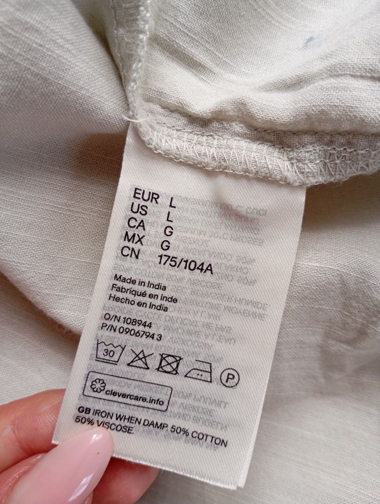 H&M L-XXL zwiewna owersizowa sukienka bawełniana szałwiowa zieleń