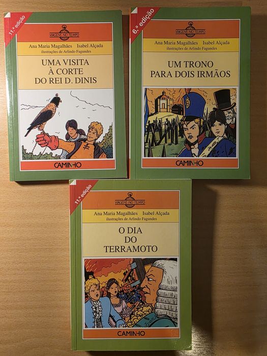 3 livros da coleção juvenil "Viagens no Tempo" de Ana Maria Magalhães